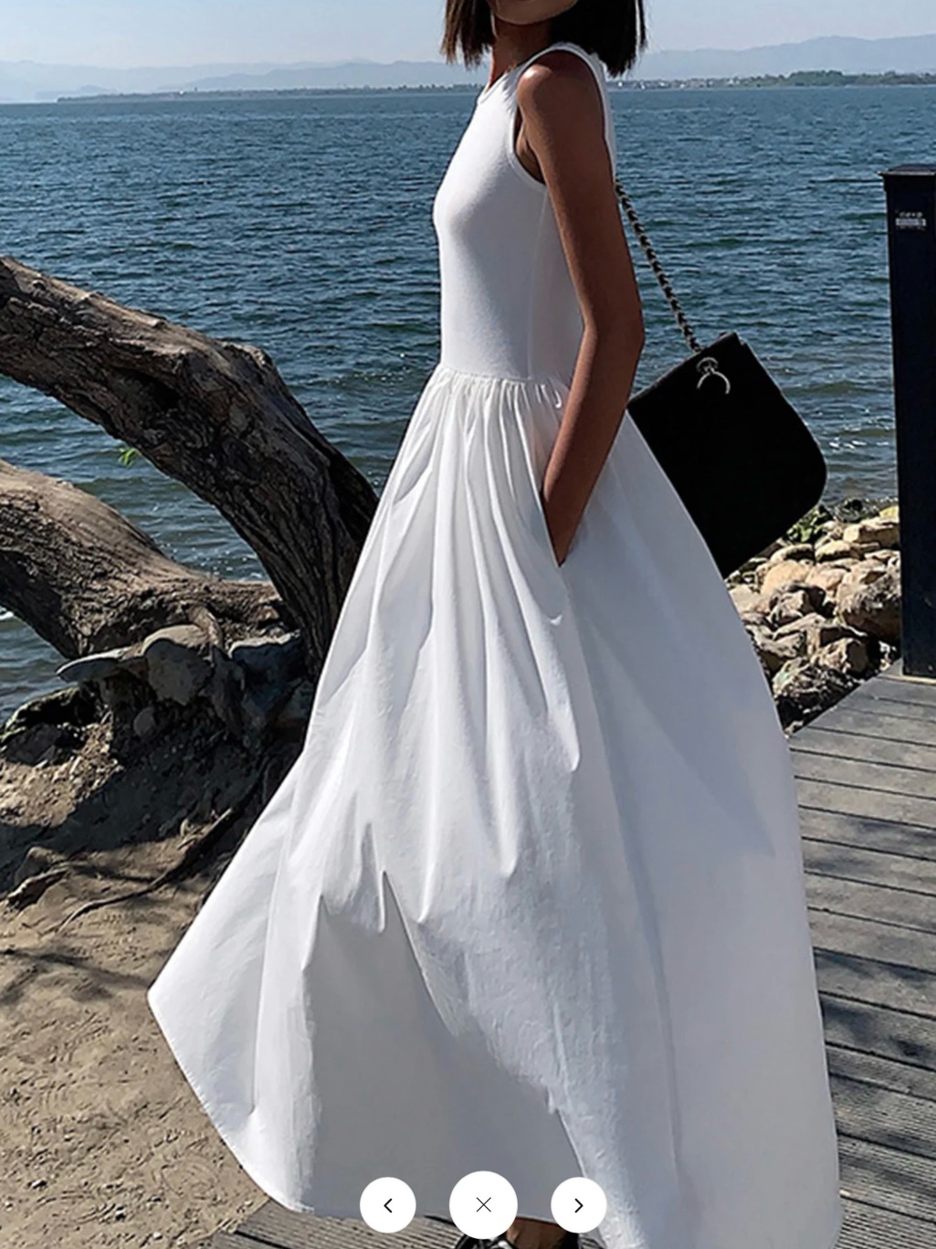 Commense Leisure Crew Neck Long Dress Xl White